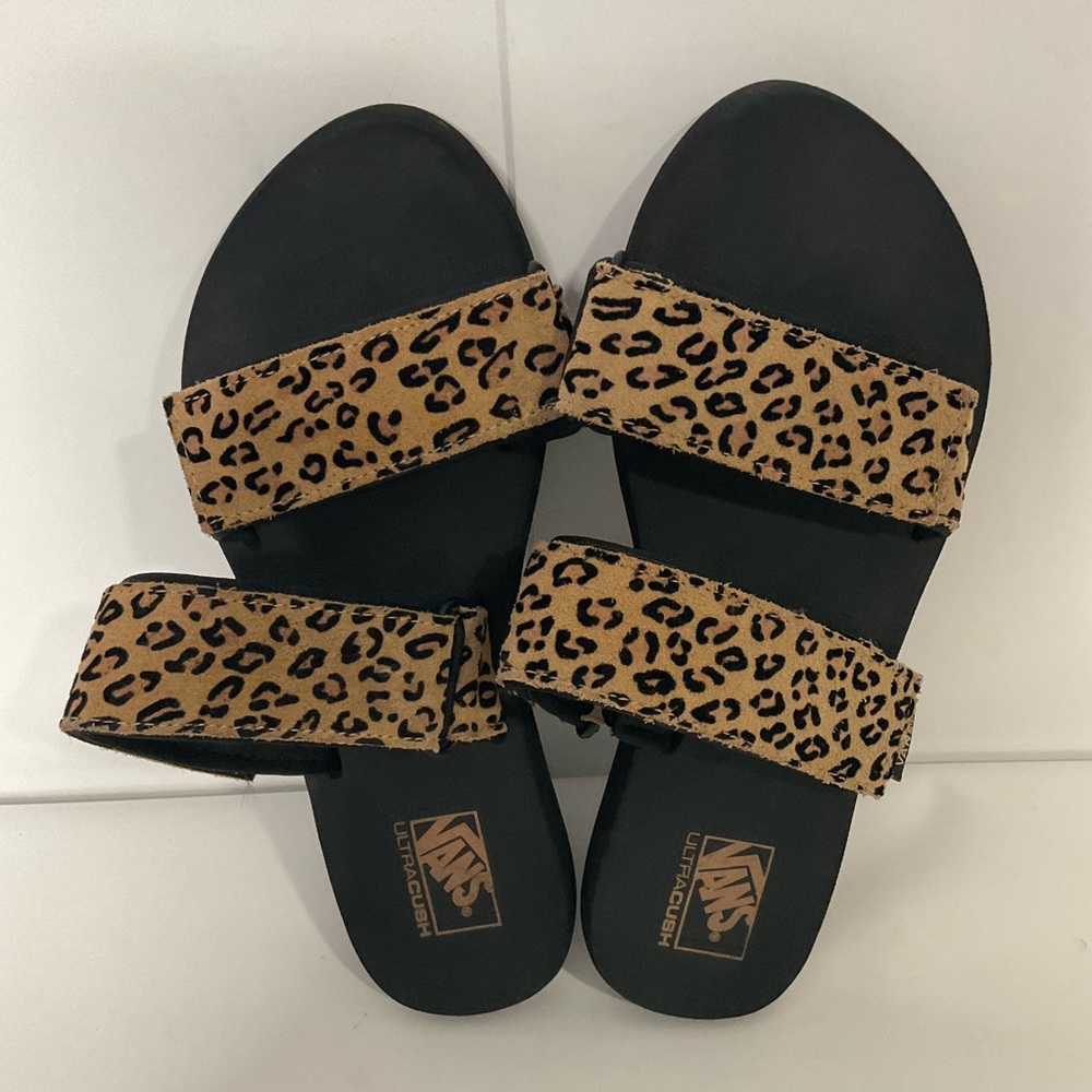 Vans Cayucas Mega Platform Cheetah Sandals Double Strap Self Adhesive; EUC. - Picture 6 of 11